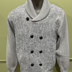 Lavane Sweater Gray Shaw Neck Double Breasted 