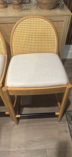 26 Inch Rattan Bar Stools Set of 4, Boho Style