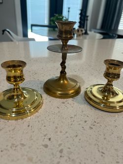 Vintage solid brass candle sticks by Baldwin