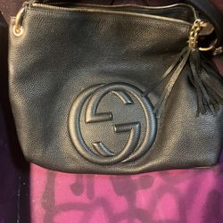 Gucci soho black pebble leather tote