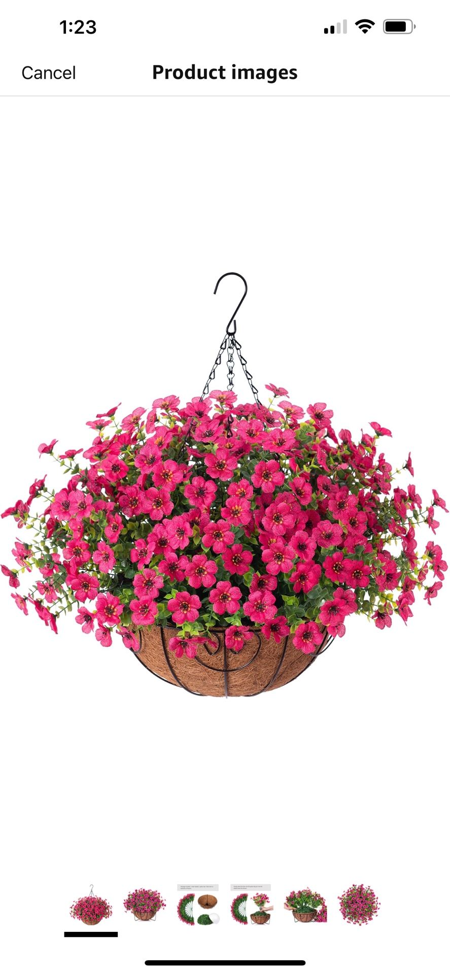 Artificial Fake Hanging Plants Flowers Basket for Outdoor Outside Porch Summer Decoration, Faux Silk Hotpink Dasiy UV