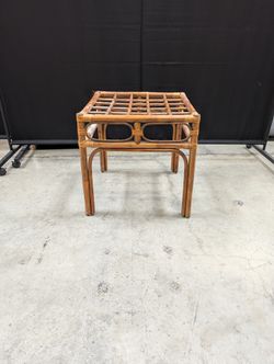 Square Rattan and Bamboo Side Table