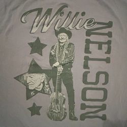 Men's Willie Nelson Photo Star Collage T-shirt Medium Light Green Mint Color
