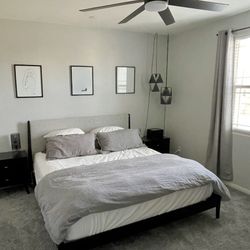 Modern King Bed Frame Black And Grey