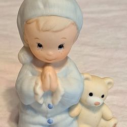 Homco Figurine #1433 Boy Praying With Teddy Bear