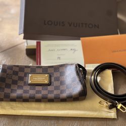 LOUIS VUITTON Damier Ebene Eva Pochette Firm Price 