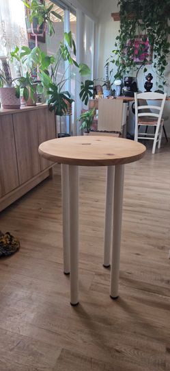 Round tall side table, real wood