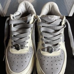BAPE Light Grey/White Sneakers Size 5 Kids Used No Box