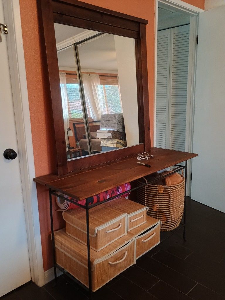 Cast Iron Console Table And Mirror Set