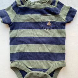 Baby Gap Boys Size 0-3 Months Green and Blue Striped Bodysuit 