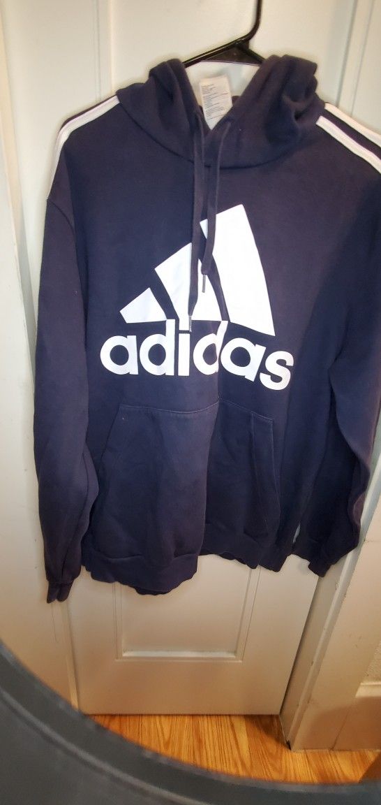 Adidas XL Mens HOODIE Navy BLUE GOOD SHAPE $25 