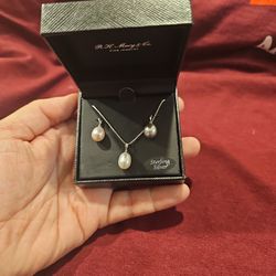 Cultured Freshwater Pearl (7-1/2-8mm) 3-Piece Interchangeable Pendant Set in Sterling Silver