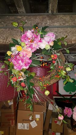 Wreath,garland and 2 stands