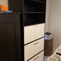 All In One Office/file Cabinet With Bookshelves 