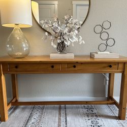Lane Rustic Modern Pine Wood Two-Drawer Console Entryway Table! 