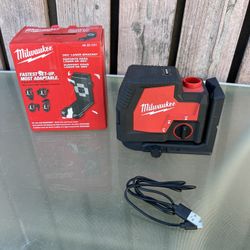 Milwaukee USB Lithium Cross Line Laser With 360 Laser Bracket / Read Description 