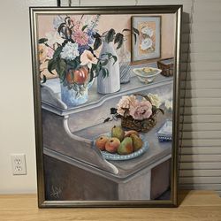 Vintage Original Still Life Oil Painting By Susan Rios