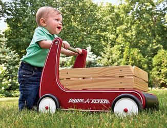 Radio Flyer Classic Push Walker Wagon – natural solid wood body