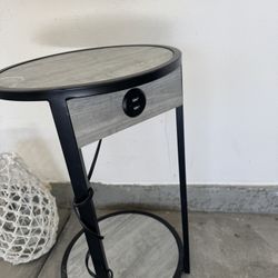Grey Side Table With plug