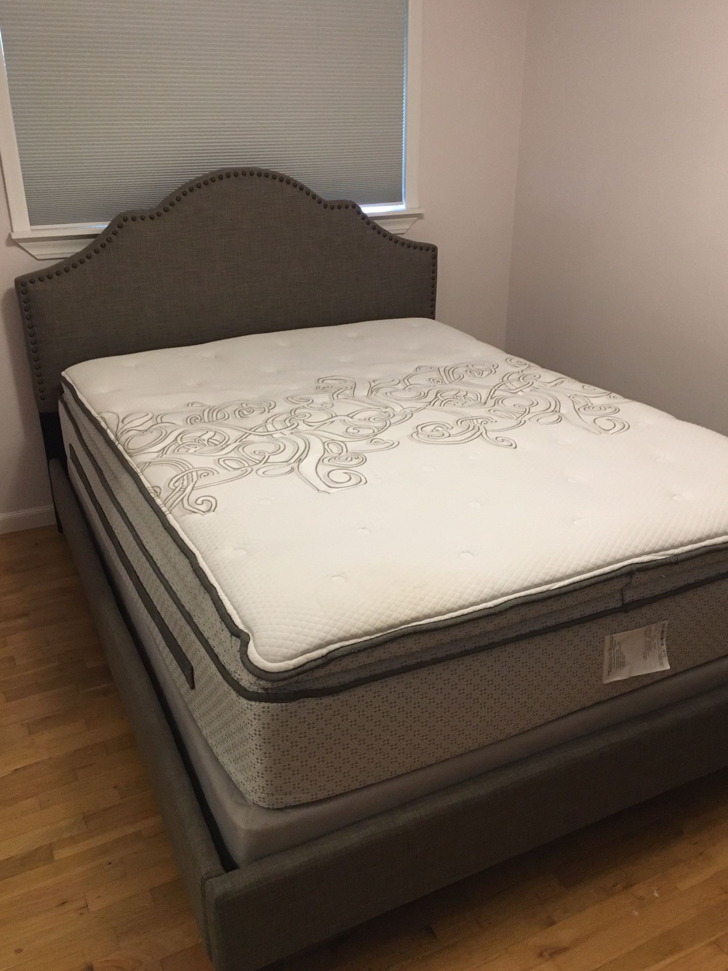 Queen bed set with Costco padded headboard frame