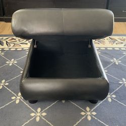 Leather Ottoman with Storage Compartment