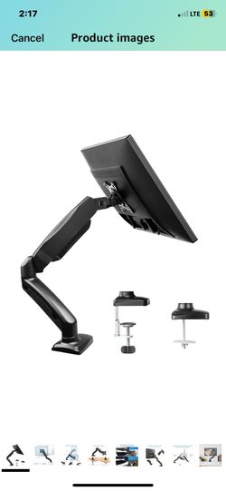 HUANUO Single Monitor Stand - Gas Spring Single Arm Monitor Stand Desk VESA Mount for 13 to 32 Inch Screen with Clamp, Grommet Mounting Base