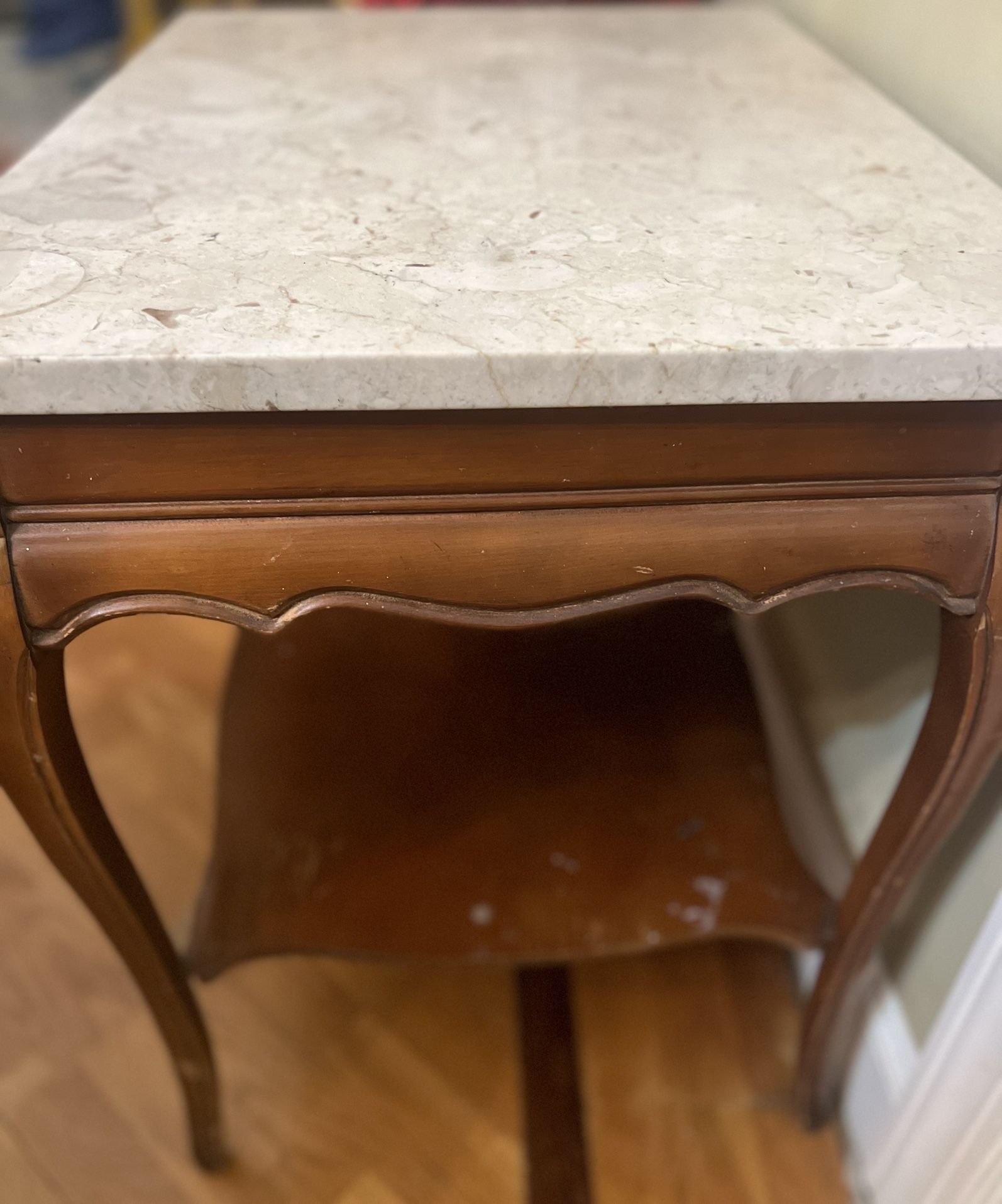 Hollywood Regency Style Marble Top End Table 