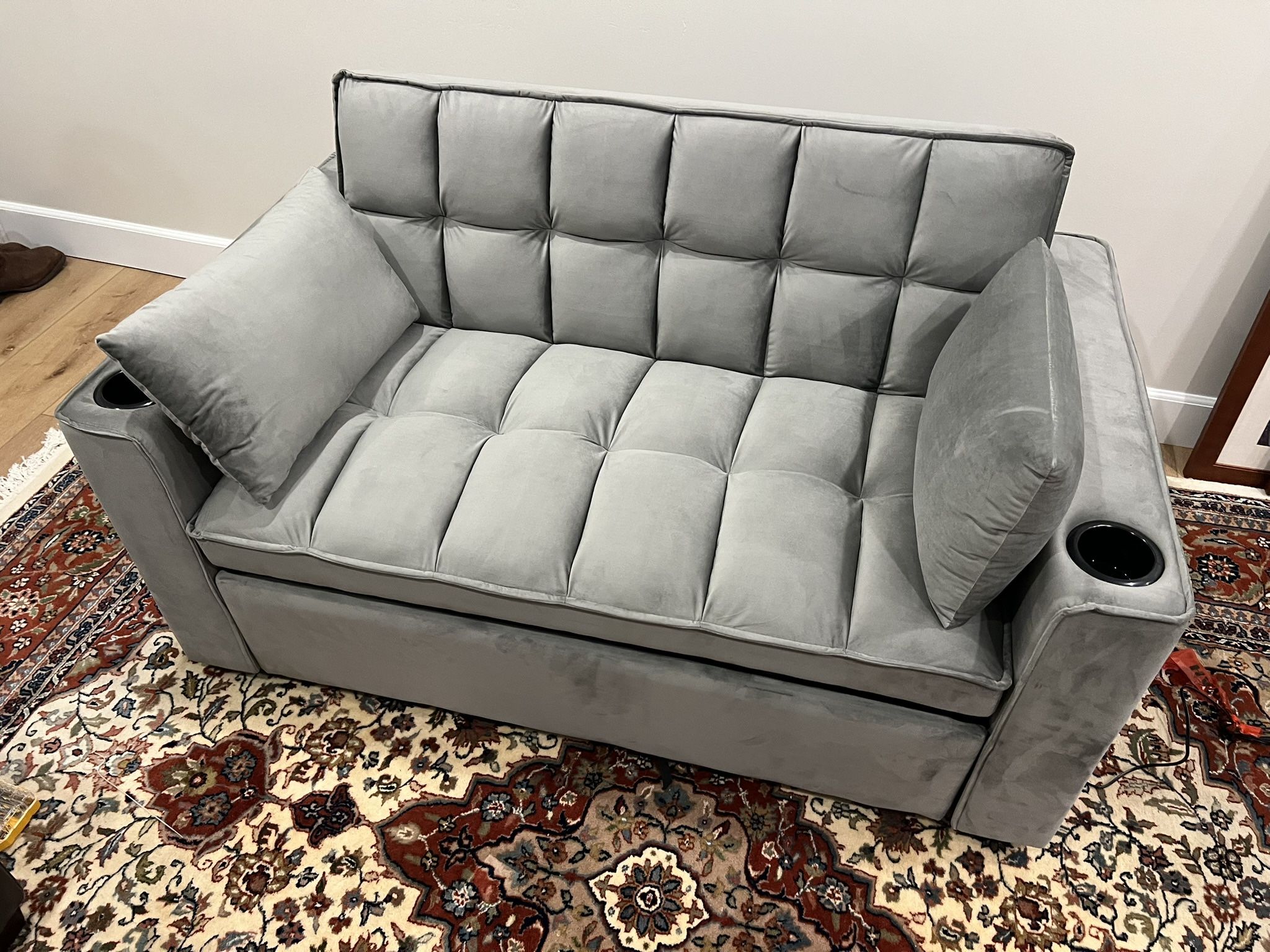 New Couch With Pullout Bed.  Grey, Black Or Velvet.  Free Delivery!
