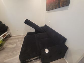 New Black Sleeper Sectional Couch