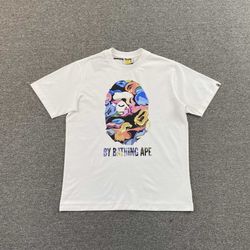 A Bathing Ape Art Camo Tee in White, Size Large