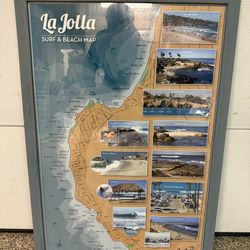 La Jolla Surf & Beach Map – Framed Wall Art (Local Favorite) 