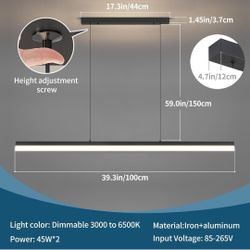 (New in Box) Linear Pendant Lights Kitchen Island, Modern Pool Table Island Light For Kitchen Dining Room Light Fixture Dimmable Light Fixtures Ceilin