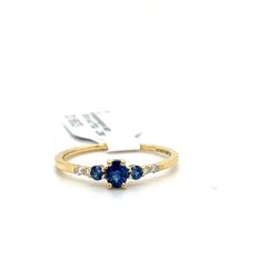 18kt Gold Gemstone Diamond Ring 3 Sapphire Stones 4 Small Diamonds Size 6 1/4 160541 1