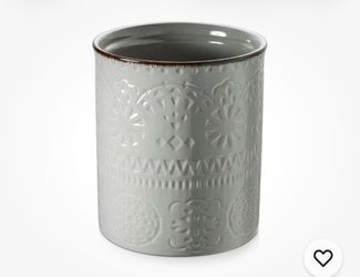 7.2” ceramic utensil holder, grey, new