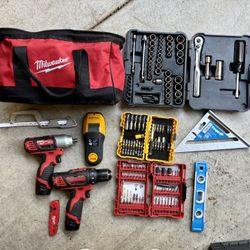 🔧 Milwaukee + DeWALT Tool Kit – Cordless Drill, Impact Driver, & More 