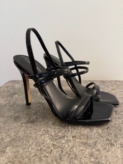 Calvin Klein Black Patent Strappy Heeled Sandals