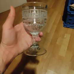 Heisey Glass Greek Key Pattern Goblet Frosted