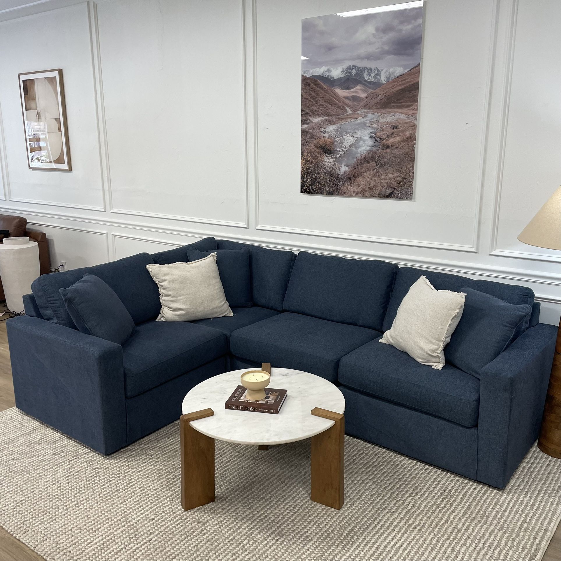 New Modular Blue Sectional Couch