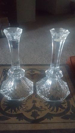 a pair of Crystal candle holders