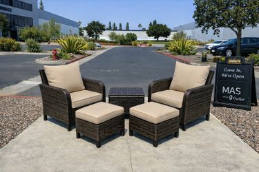 New 5 Pieces Outdoor Patio Furniture Wicker Conversation Set Lounge Chaise Armchair Set