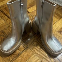 New Silver Platform Boots—Women’s Size 7.5