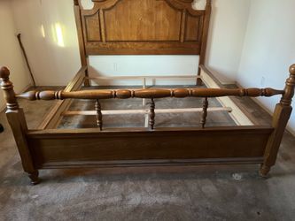 Solid wood bed frame