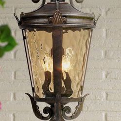 John Timberland Casa Marseille European Outdoor Ceiling Light Hanging Bronze Scroll 