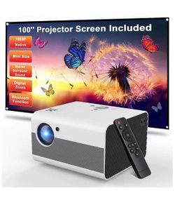 Native 1080P Outdoor Movie Projector 6800 Lumens Home Theatre Projector Support 300inch Screen with Hi-Fi Speakers