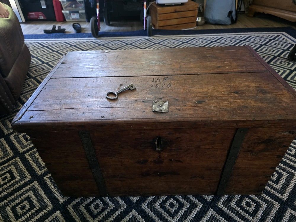 17th century old chest with key