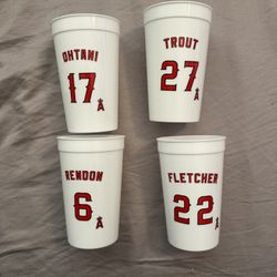 Los Angeles Angels Cups Shohi Ohtani, Mike Trout, Redon, Fletcher