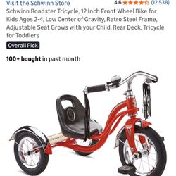 Schwinn Roadster Tricycle 12 Inch Ages 2 - 4 