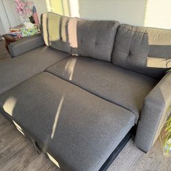 Like New Sectional Sleeper Sofa - Charcoal Gray