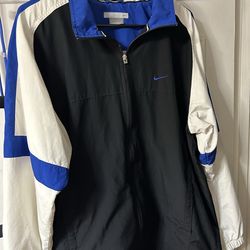 Nike Colorblock Windbreaker Jacket Full Zip Black Blue White Men's Size L