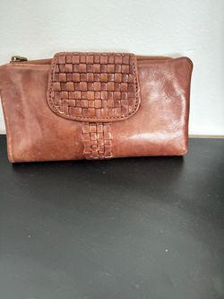 Brown Leather Woven Wallet